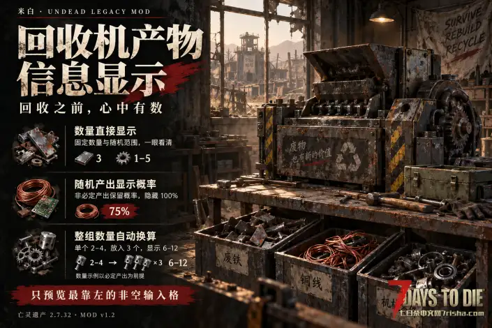 【亡灵遗产 2.7.X】回收机产物信息显示