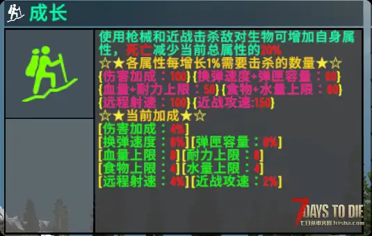 【小型MOD】角色成长BUFF1.1【可搭配（丧尸随天数强化）】（V1.3可用/直连/BUFF）​
