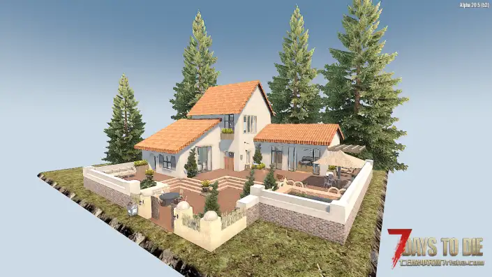 【莞尔原创】带院子的田园小屋建筑预制件分享