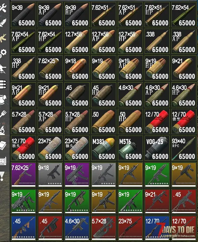 七日杀逃离塔科夫弹药枪械备注MOD