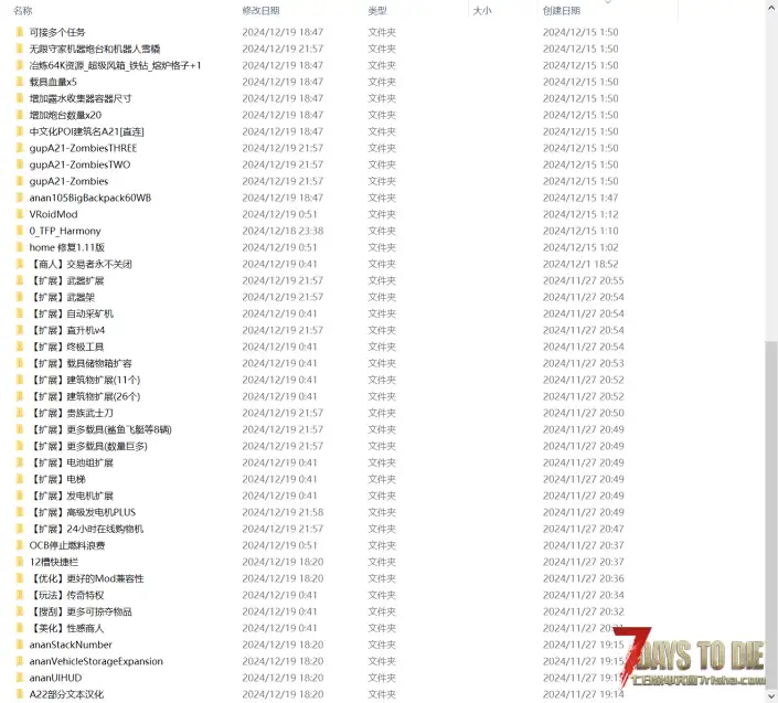 七日杀所有物品贴图都变得很模糊,求大佬看看,下面是加的mod