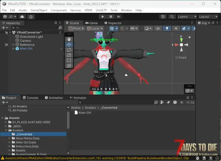 【VRoidMod教程/转载翻译】VRM模型转换到七日杀（.unity3d）